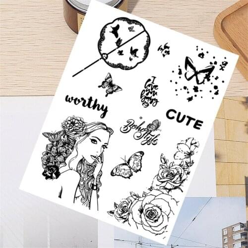 14*18CM Butterfly Transparent Clear Stamps / Silicone Seals Roller Stamp For DIY Scrapbooking Photo Album/Card Making