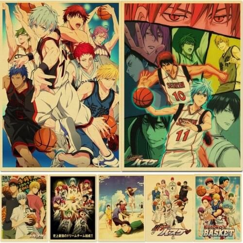 Kurokos Basketball Retro Posters Japanese Anime Wall Stickers Kraft Paper Prints Clear Image Home Decoration