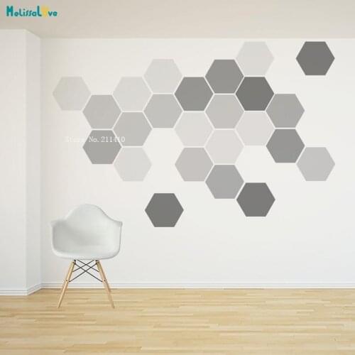24 pcs Removable Honeycomb Wall Decal Hexagon Stickers per pack Self Adhesive Canvas Art Murals DIY Geometric Design YT1538