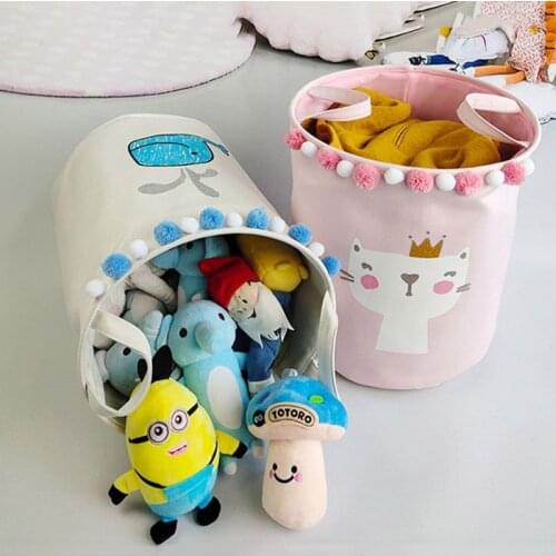 Foldable Laundry Basket Japanese Cotton Linen Fabric Dirty Clothes Organizer Toy Container Folding Storage Basket Home Storage