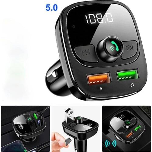 Car Fm Transmitter Radio Wireless Bluetooth MP3 Player Support Hands-free Call Dual USB Fast Charging Adapter Car Kit Accessory