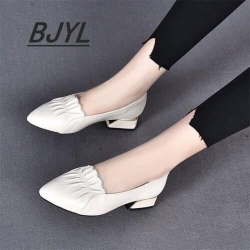 High-end Sole, Soft Sole, Soft Surface, Small Single Women, 2021 Spring and Summer, Low-heeled Thick-heeled Small Leather Girl