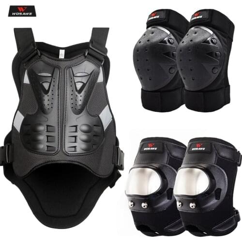 WOSAWE Motocross Armor Back Support Chest Protector Motorcycle Ski Skateboard Protection Jacket Knee Elbow Pad Hip Pad Butt Pad