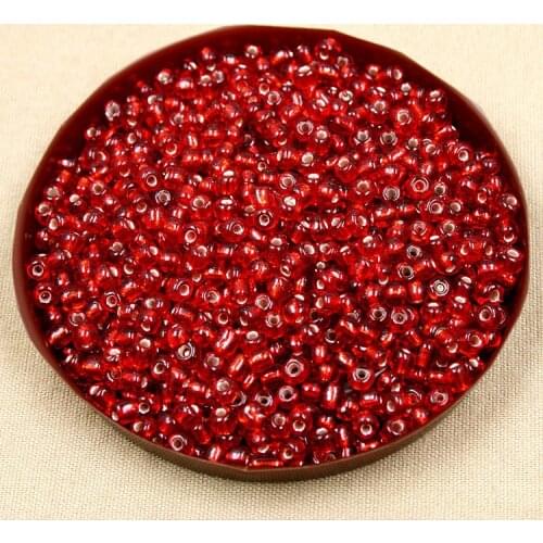 Factory price 5000pcs Red DIY Glass Loose Seed Beads with silver inner line for Jewelry Making