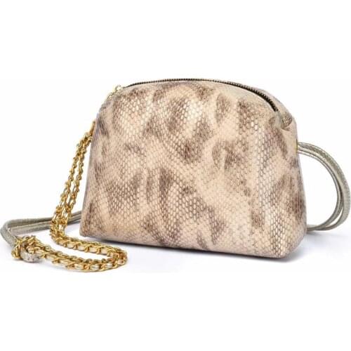 2021 Genuine Leather Cow Skin Serpentine Crossbody Bags for Women Long Chain Small Shell Shoulder Bag