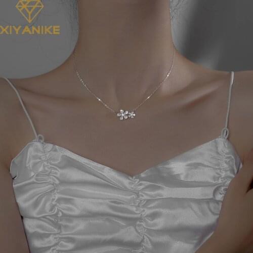 XIYANIKE 925 Sterling Silver Zircon Big Sister Flower Necklace Female High Quality Sweet Romantic Jewelry Wedding Wholesale