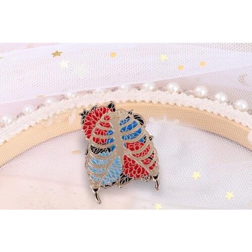 Human Anatomical Skeleton Bones Enamel Pin Floral Art Brooch X-Ray Tech Radiology Nurse Badge Halloween gothic decor