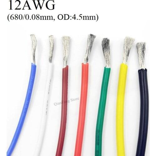 1M Wire Cable 12AWG Super Soft Silicone Insulated High Temperature Flexible Heat-Resistant Lighting Line Electronic Copper Wire