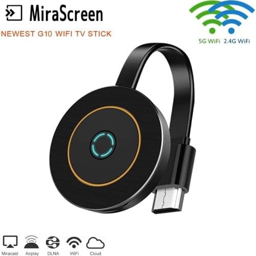 10pcs MiraScreen G10 2.4G&5.8G WiFi Receiver anycast Miracast ios Android TV Dongle HDMI-compatible DLNA Airplay 5G TV Stick