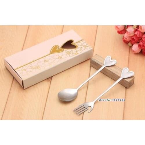 100pcs Spoons and Forks in Gift Box Perfect Pair Coffee Tea Dining Tableware Set Party Souvenirs Wedding Gifts for Guest
