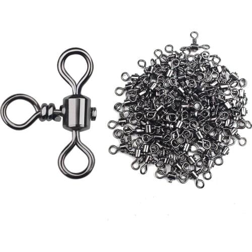 100pcs Rolling 3 Way Splitter Fishing Line Connector Ball Bearing Swivel Ring Fishing Swivels Tools Accessories