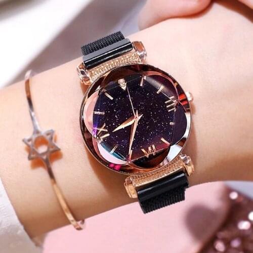 100pcs/pack Women Watches Magnetic Starry Sky Watch Female Clock Quartz Wristwatch Ladies Watch Factory Price Reloj Muje