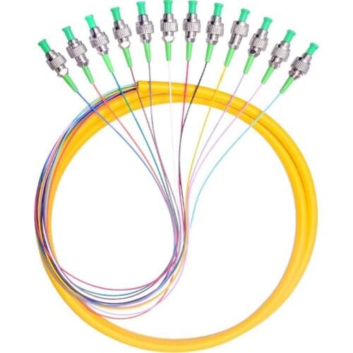 FC 12cores waterproof Fiber Optical Patch Cord/Pigtail/Jumper FC APC 1.5M fanout fiber optic Pigtails SM simplex Free shipping