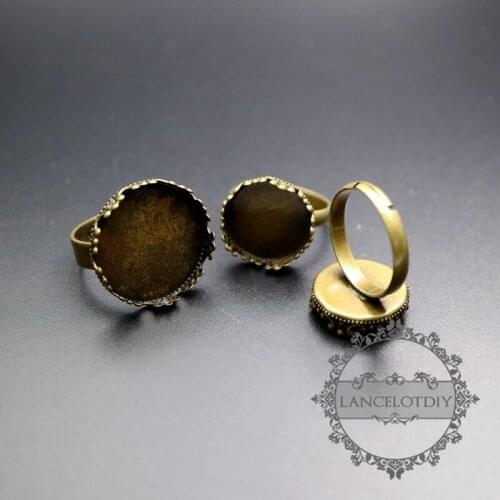 15/20mm vintage style antiqued bronze round crown bezel tray DIY ring jewelry supplies 1211065