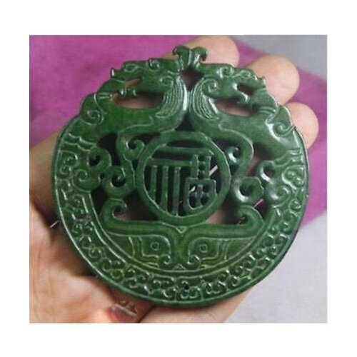 3 pcs NEW CHINESE OLD HANDWORK GREEN JADE CARVED DRAGON PENDANT