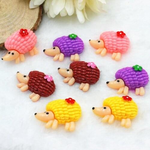 30pcs/lot flat back resin Hedgehog DIY resin cabochons accessories mix colors 30*23mm