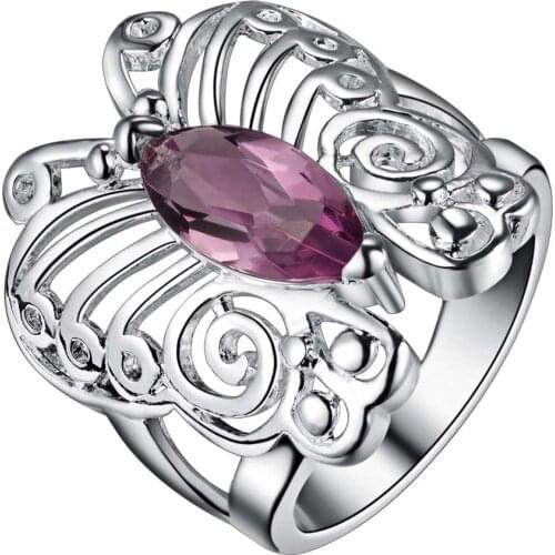 AR150 Free Shipping silver plated finger Rings for women men fashion jewelry butterfly Bijouterie Zircon Stone Rings