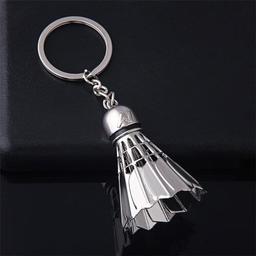 FREE SHIPPING BY DHL 100pcs/lot Metal Badminton Shaped Keychains Novelty Ball Keyrings Sports Gifts