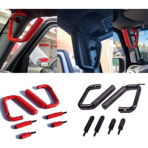 Black/Red Front Seat Grab Handle Grab Bars For Jeep Wrangler YJ TJ JK CJ 1995-2016 Premium Armrests Car Accessories