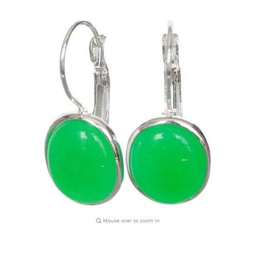 Womens gift Beautifully green gem earring ladys handmade 925 green gem Leverback Earrings for women jewelry