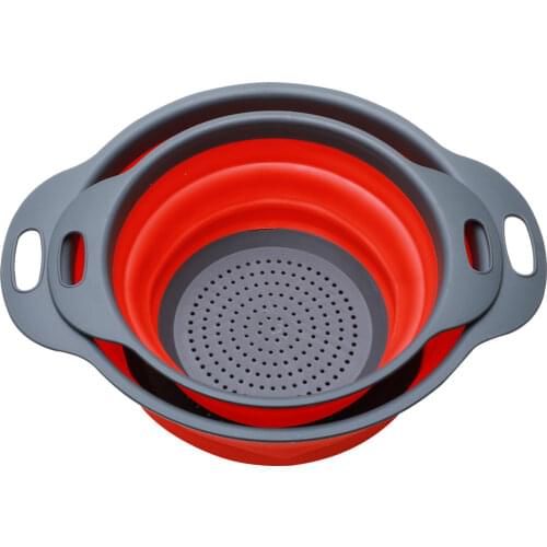 Jincraftsman®Two Sets Of Circular Telescopic Environmental Friendly Silicone Washing fruit basket Vegetable basket