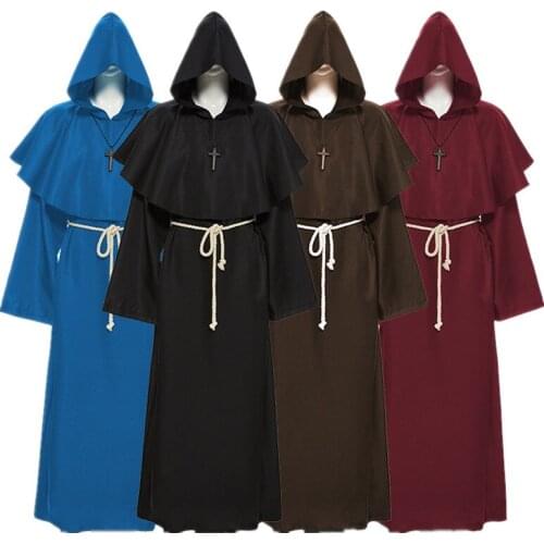 Halloween Cosplay Costume for Men Women Medieval Monk Clothes Monk Robe Wizard Clothes Priest Clothes Christian Suit Party Show