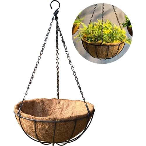 Metal Hanging Basket Coir Vegetable Flower Basket Home Balcony Decoration Iron Art Garden Flower Planters Pots Ornament