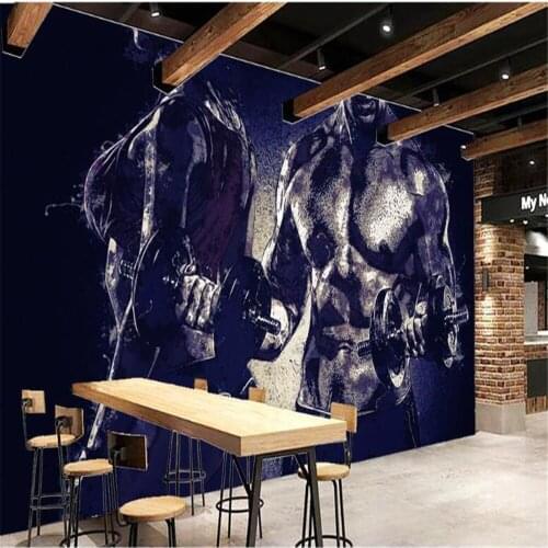 Milofi custom large wall paper creative hand-painted style gym HD background wall painting decorative painting photo wall