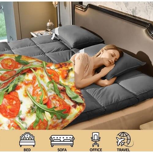 Fashion Soft Warm Pizza Blanket Round Shape New Design Pattern For Bed Sofa Plush Bedspread Airplane Travel Portable Blanket