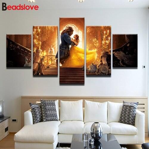 5 Pieces 5dd diy diamond painting Cartoon Castle Beauty diamond picture full square round diamond embroidery rhinestone art