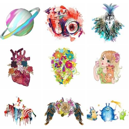 Heart Carmal Patches On Clothes Cartoon Iron On Transfers For Clothing Skull Zebra butterfly Applique On Clothes Thermo stickers