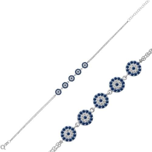 Nazarlıklı Silver Bracelet,-Eyed Woman Bracelet DN1001A