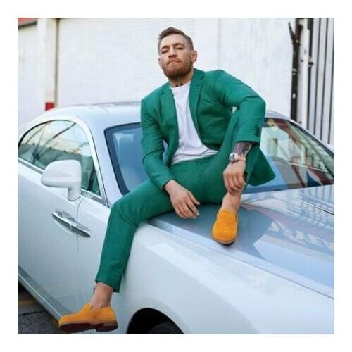 2017 Latest Coat Pant Design Green Men Prom Suit Fashion Tuxedo Slim Fit 2 Piece Style Suits Custom Groom Blazer Terno Masculino