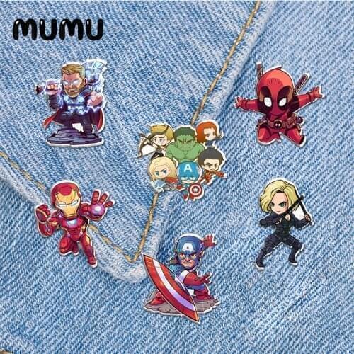 2021 New The Avengers Lapel Pin Captain America Thor Acrylic Brooches Handmade Epoxy Jewelry Shirt Bag Badge