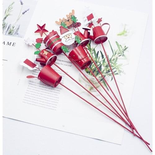 New 1pcs Creative Christmas Decoration Insert Kettle Bucket Santa Claus Christmas Tree Deer Iron Ornaments 29cm