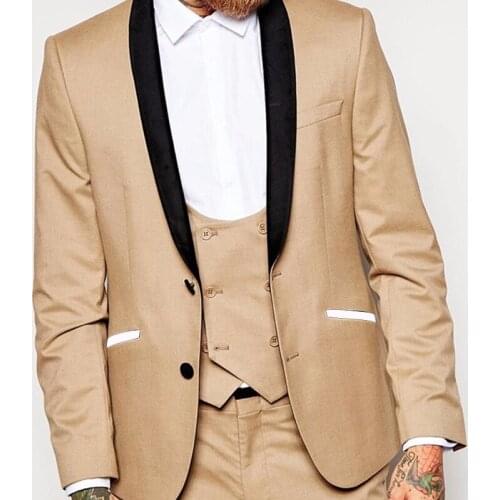 New Custom Fashion High Quality Lapel Men Suits Slim Fit Groom Tuxedo For Wedding Dress Dinner Party Costume (Jacket+Vest+Pants)