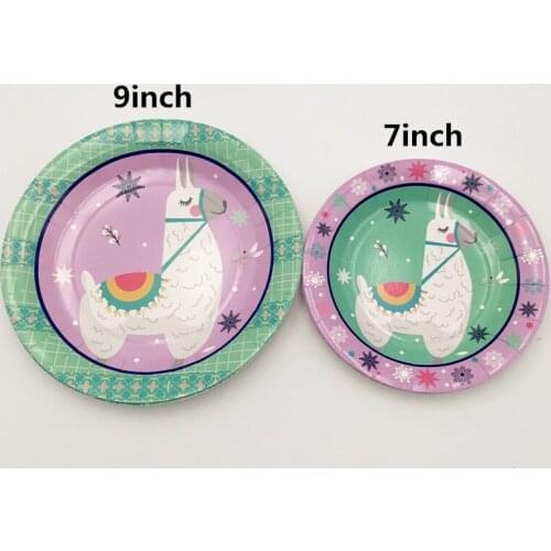 Llama Party Llama Alpaca Disposable Paper 7/9inch Plates Party Supplies Animal Happy Birthday Party Decorations Kids Favors
