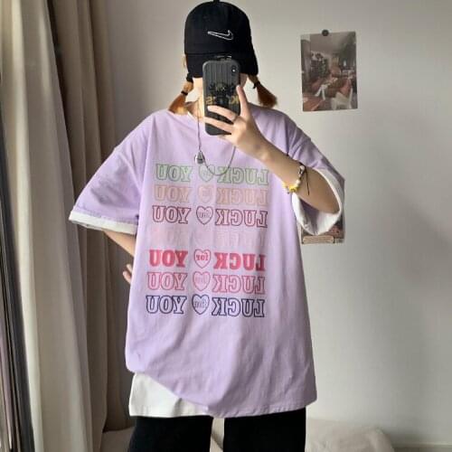 Oversized Letter Print Couples T Shirt for Women Summer Boyfriend Style Clothes Teenage Girls Harajuku Tees Loose Fit Streetwear