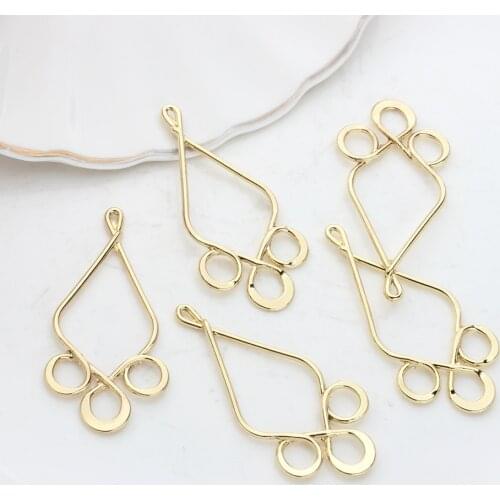 Golden Zinc Alloy Charms Water Drop Shape Connector 6pcs/lot For DIY Drop Tassel Earrings Jewelry Making Finding Accessories