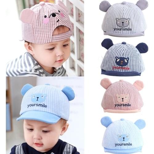 Adjustable Cotton Anti-Sunburn Hat The Dome Bear Infant Embroidery Plaid Duck Tongue Hat Outdoor Visor Hats Unisex Octagonal Cap