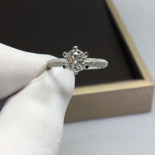Inbeaut 925 Silver Pass Diamond Test Excellent Cut 1-2 ct D Color Moissanite Shiny Full Micro Stone Paved Ring Fine Jewelry Gift