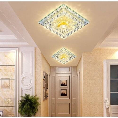 Modern square crystal ceiling light 12W aisle light home light entrance light corridor balcony living room bedroom ceiling light