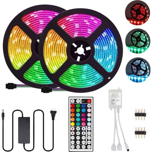 LED Strip Light 5M 10M 15M 5050 RGB Flexible Color Changing Remote Controller Waterproof for Home Kitchen Bed Room Decoration