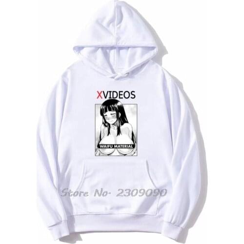 New Vintage Ahegao Hinata Waifu Material Hoodie Funny Hip Hop Casual Men Fleece Hoodies Sweatshirt Spring Autumn Streetwear
