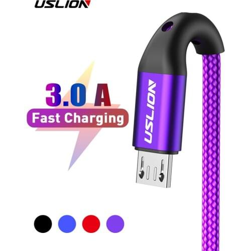 USLION 3M Micro USB Cable Fast Charging For Xiaomi Redmi Note 5 Pro Android Mobile Phone Data Cable for Samsung S7 Micro Charger
