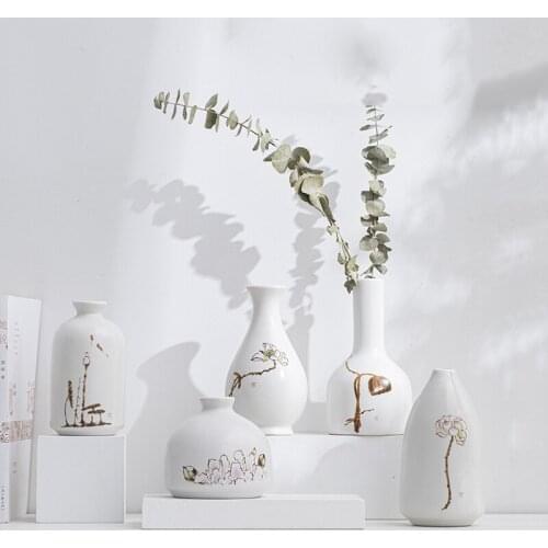 Traditional Art Vase Mini Ceramic Flower Vase With Vintage Painting Pattern Home Decoration Accessories Hydropoonics Ornament