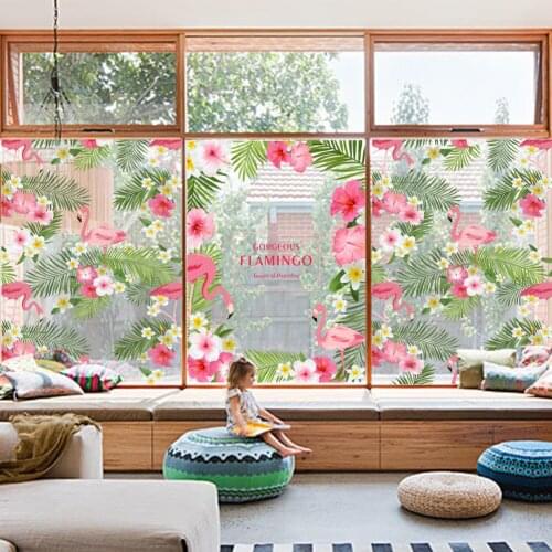 Gorgeous Tropical Flamingo Wall Sticker For Bedroom Home Decoration Plant Plane Mural Pastrol Window Removable Wallposters Sale