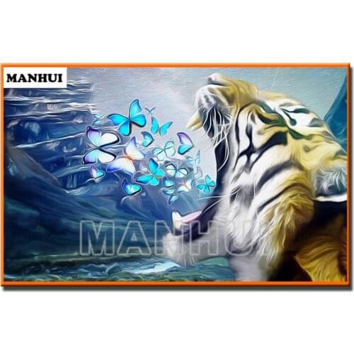 Needlework Diamond Painting Tiger butterfly Diamond Embroidery Full Drill Rhinestone Mosaic Picture Home Decoration MH568