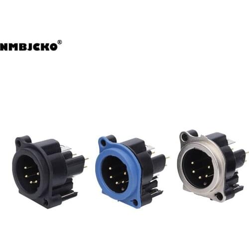 High quality A2055 model 200pcs/lot XLR 5-Pin male Metal Panel Mount Chassis Microphone Mic Jack Audio socket