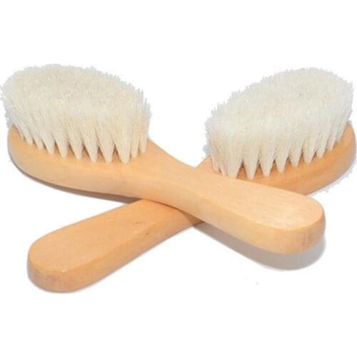 1 Pcs/set New Baby Care Natural Wool Wooden Hemu Goat Hair Brush Comb Kids Hairbrush Newborn Infant Comb Head Massager